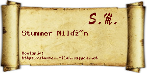 Stummer Milán névjegykártya