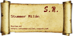 Stummer Milán névjegykártya